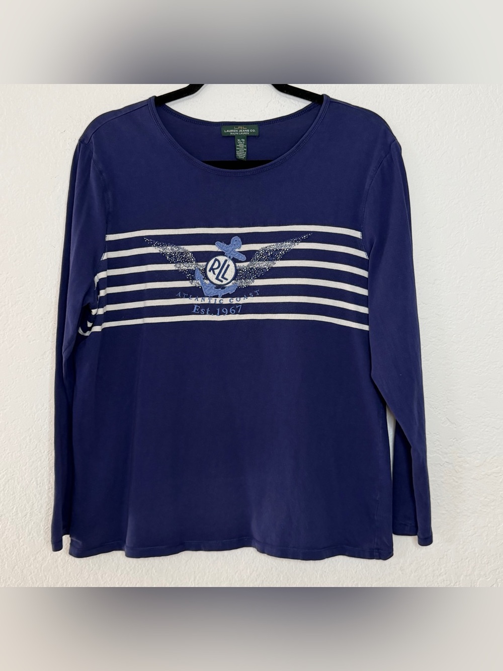 VTG Ralph Lauren Jeans Co Womens Size XL Beaded Nautical Shirt Top - Fits Large